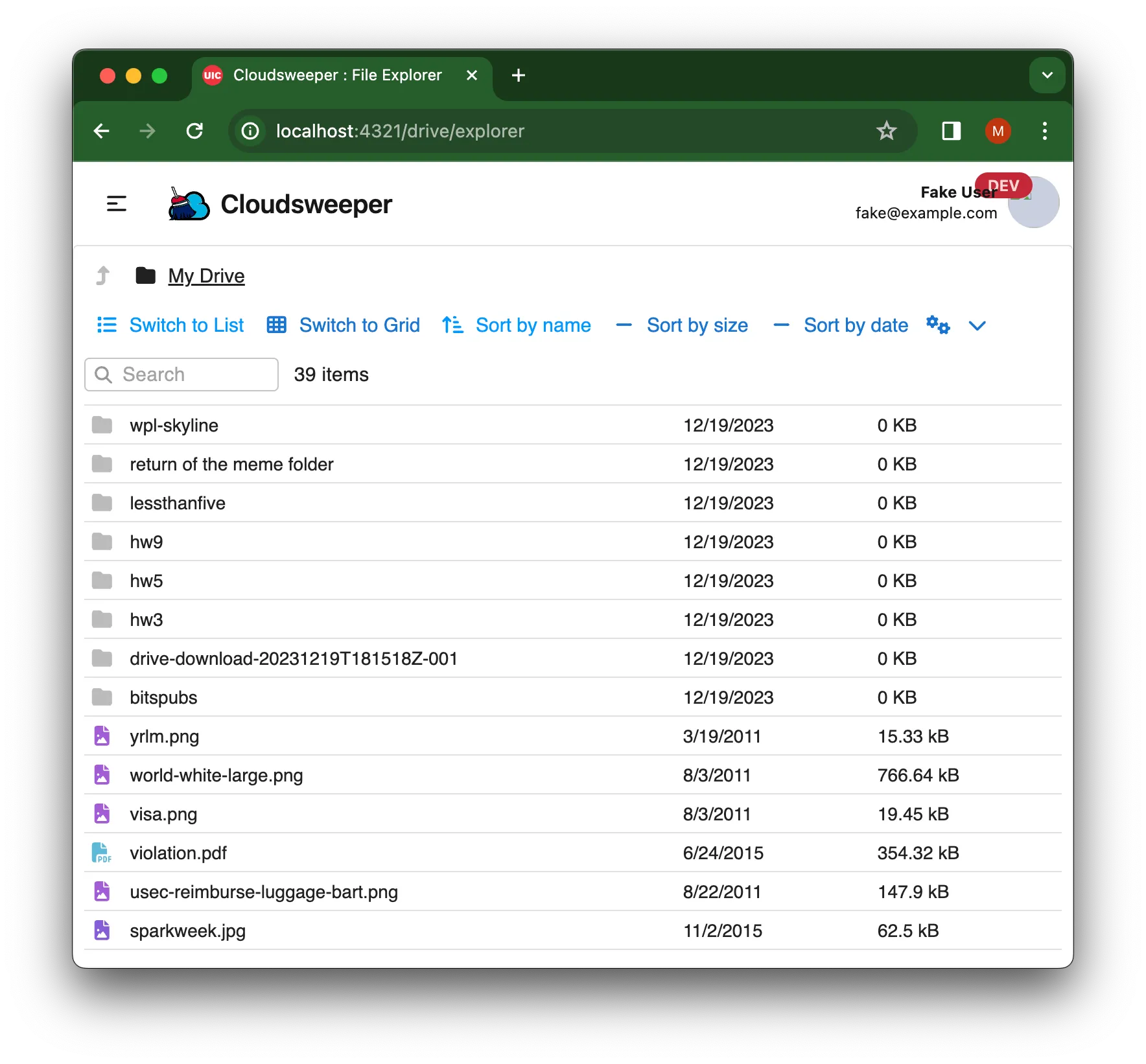 an example of the file explorer user interface